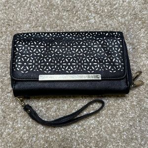 Black & Gold Double Pocket Wristlet Wallet